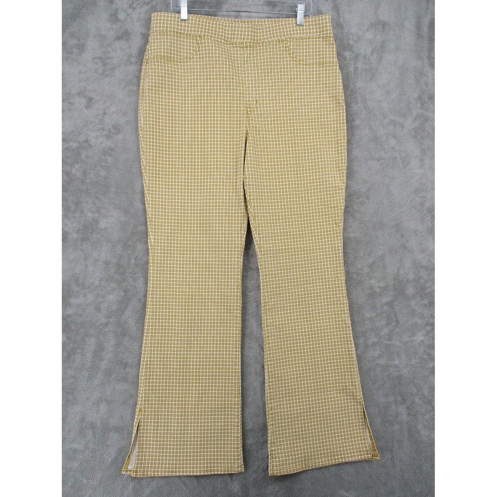 Madewell Pants Womens Size 33 Gingham Flare Pull On Stretch Casual Mustard New